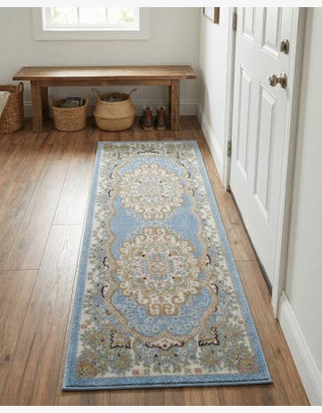 Light Blue Kamala Washable Runner Rug