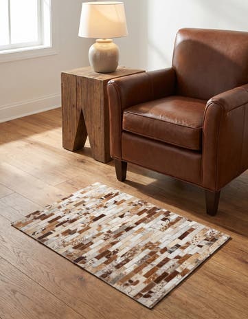2' x 3' Cowhide Leather Rug