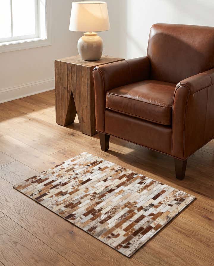 2' x 3' Cowhide Leather Rug