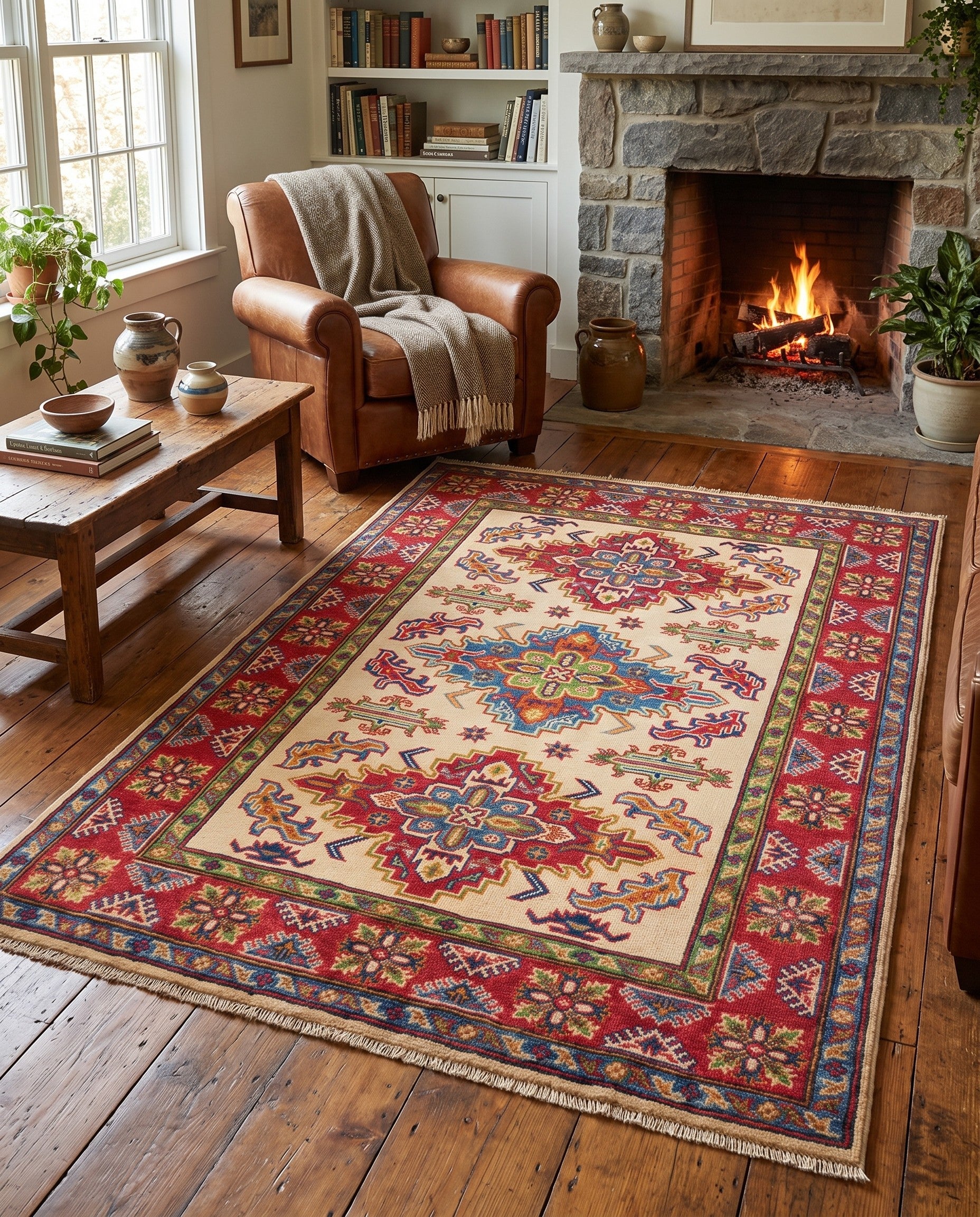 4' 1 x 5' 10 Hand Knotted Kazak Rug