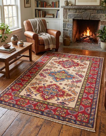 4' 1 x 5' 10 Hand Knotted Kazak Rug