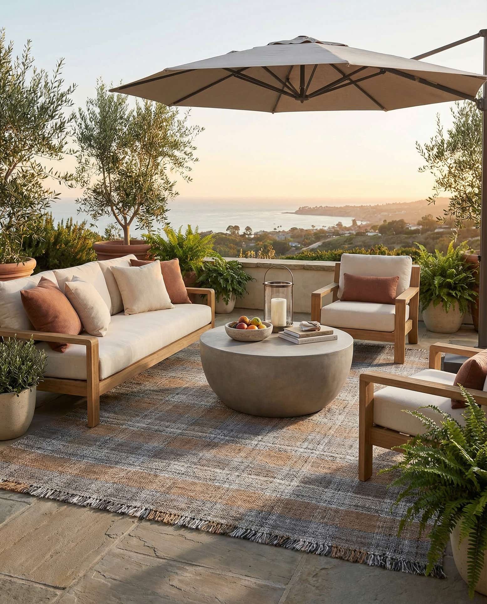 9' x 12' Easy-Clean Eco Plaid Washable Indoor / Outdoor Rug
