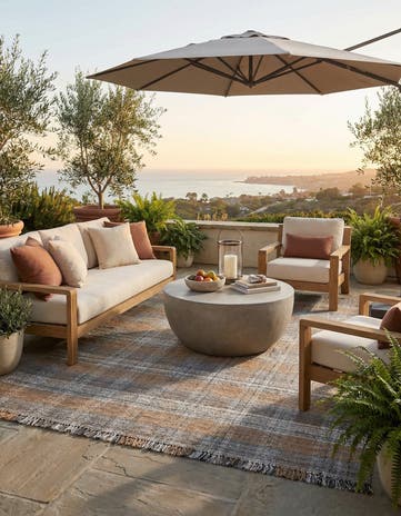 9' x 12' Easy-Clean Eco Plaid Washable Indoor / Outdoor Rug