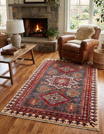 3' 5 x 5' 2 Hand Knotted Kazak Rug