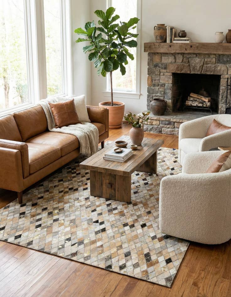 Detail image of 5' 1 x 7' 9 Cowhide - Patchwork Rug