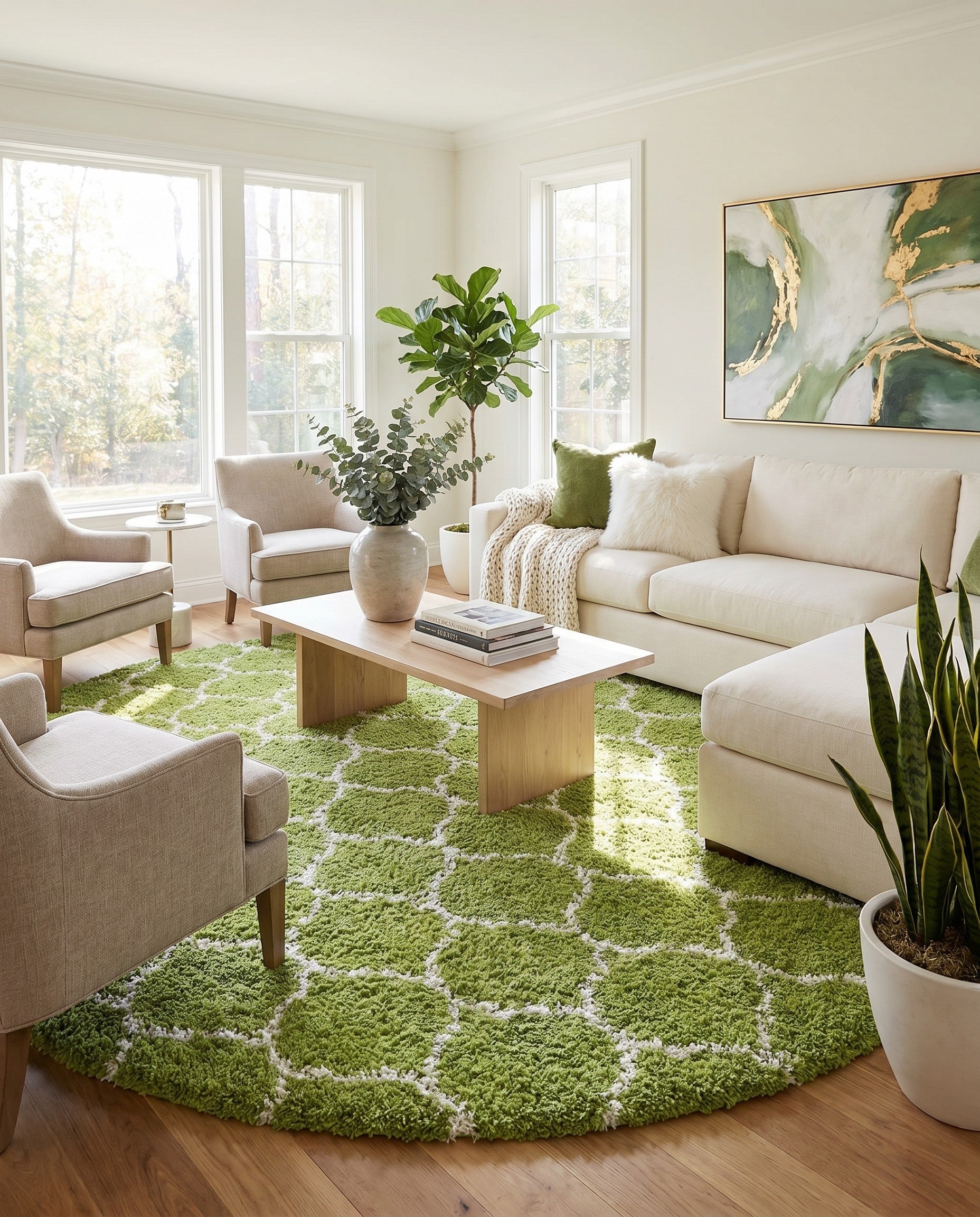10' x 10' Lattice Shag Round Rug