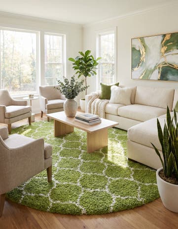 10' x 10' Lattice Shag Round Rug