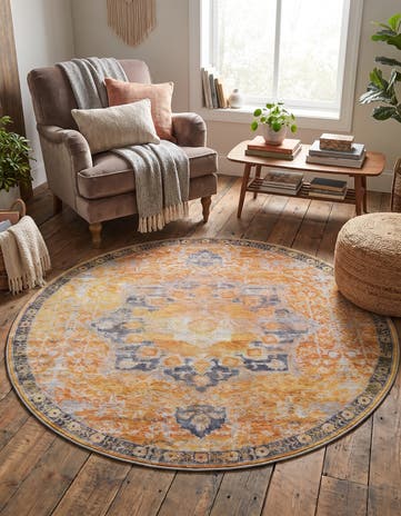 Tuscan Yellow Renaissance Round Rug