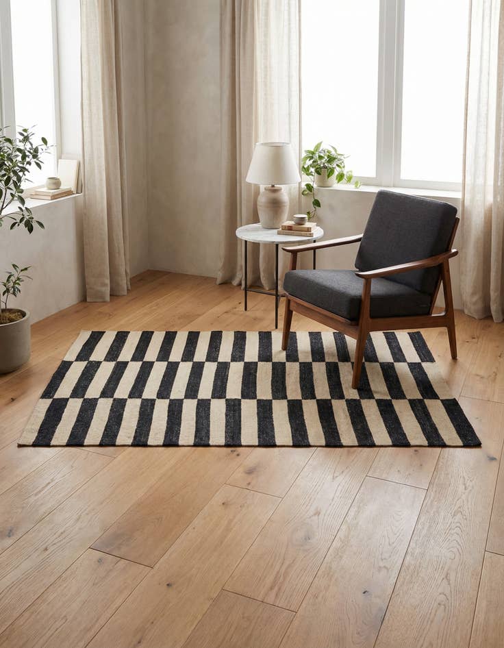 Detail image of 3' 6 x 5' Hand Woven Kilim Modern Wool Rug