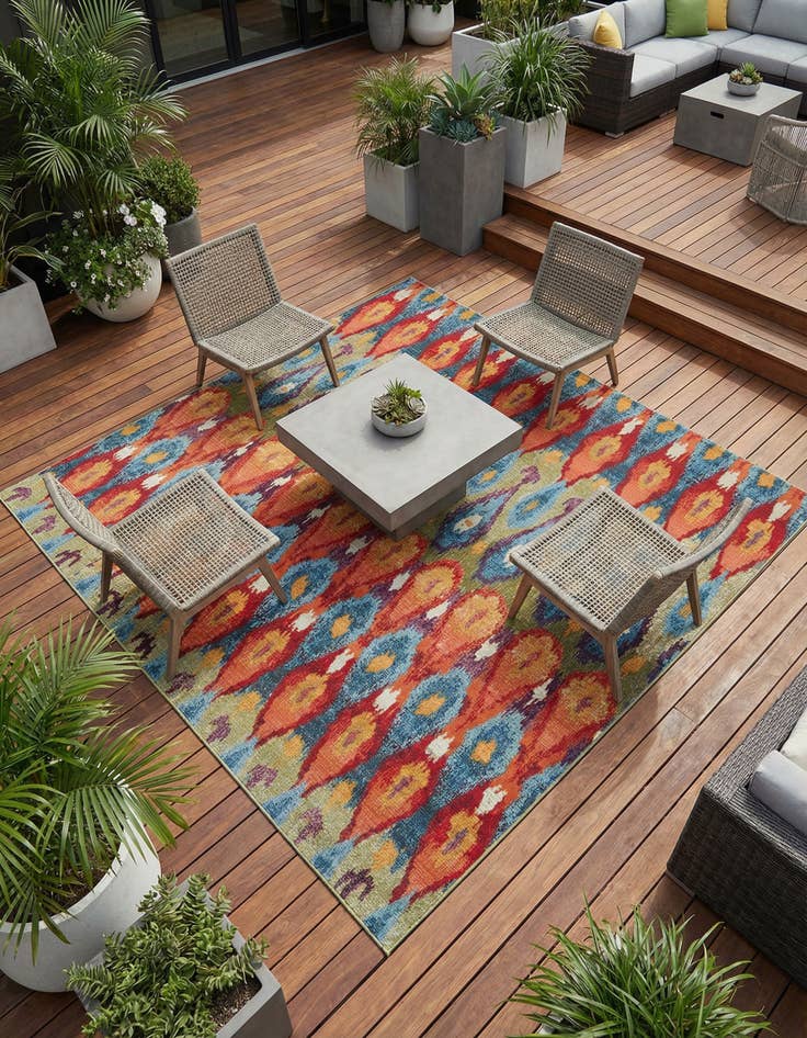 Detail image of 7' 10 x 7' 10 Washable Modern Indoor / Outdoor Square Rug