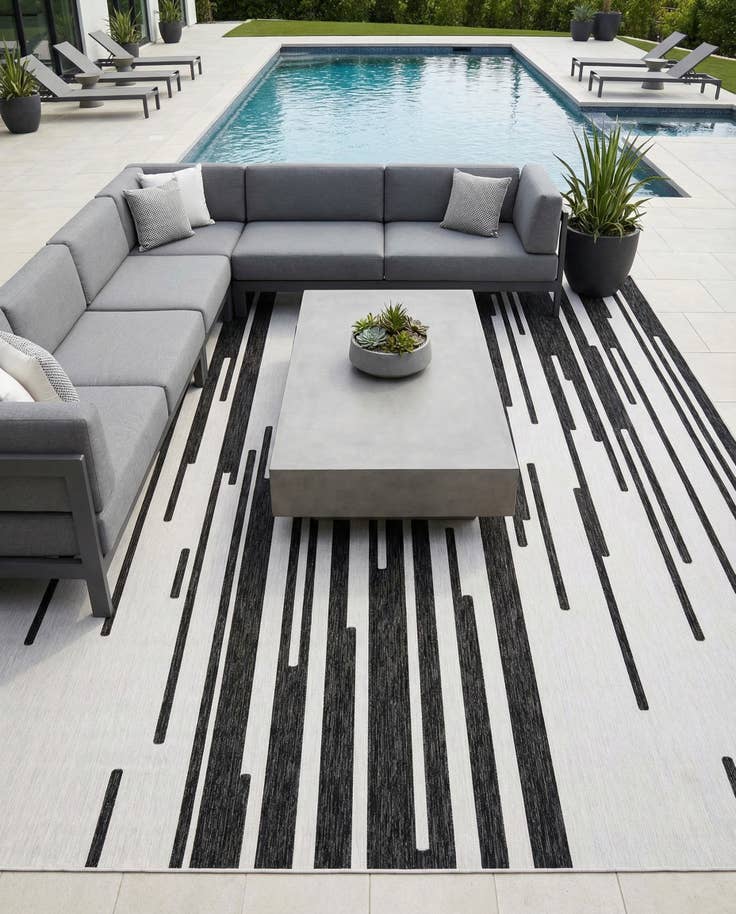 Detail image of 13' x 13' Easy-Clean Modern Indoor / Outdoor Square Rug