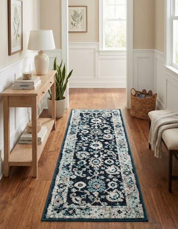 Navy Blue Madeline Runner Rug