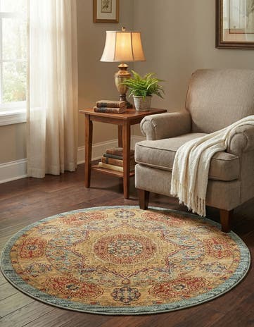 Light Blue Amina Round Rug