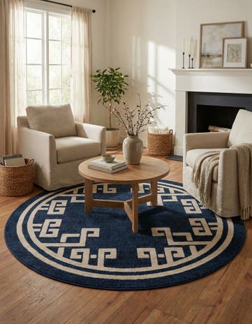 Dark Blue Hera Round Rug