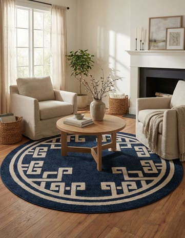 Dark Blue Hera Round Rug