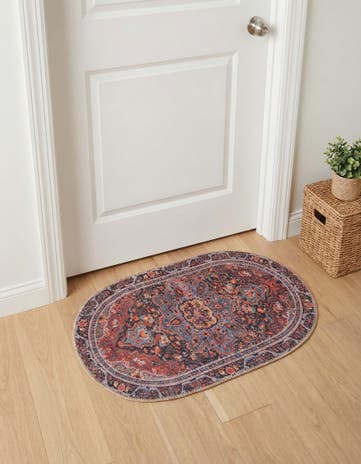 Burgundy Washable Timeless Oval Rug
