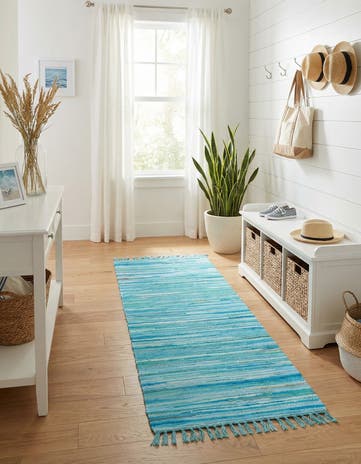 2' 2 x 6' 7 Hand Woven Chindi Cotton Runner Rug