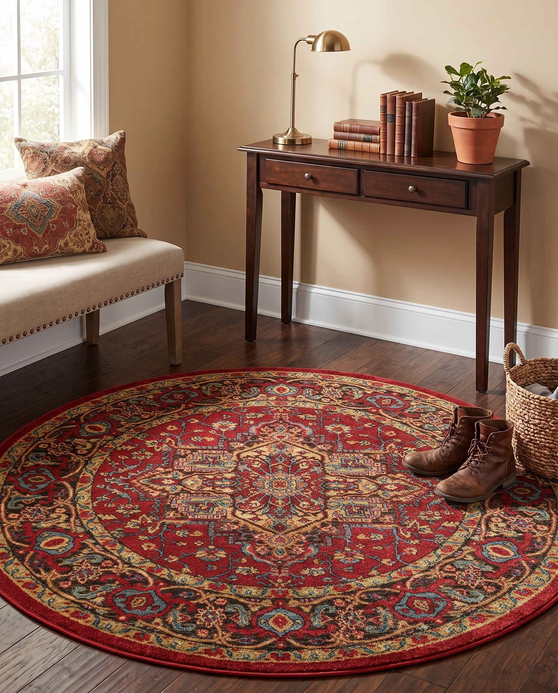 Red Sara Round Rug