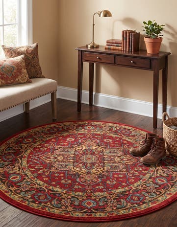 Red Sara Round Rug