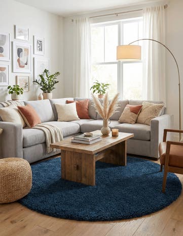 7' x 7' Solid Shag Round Rug