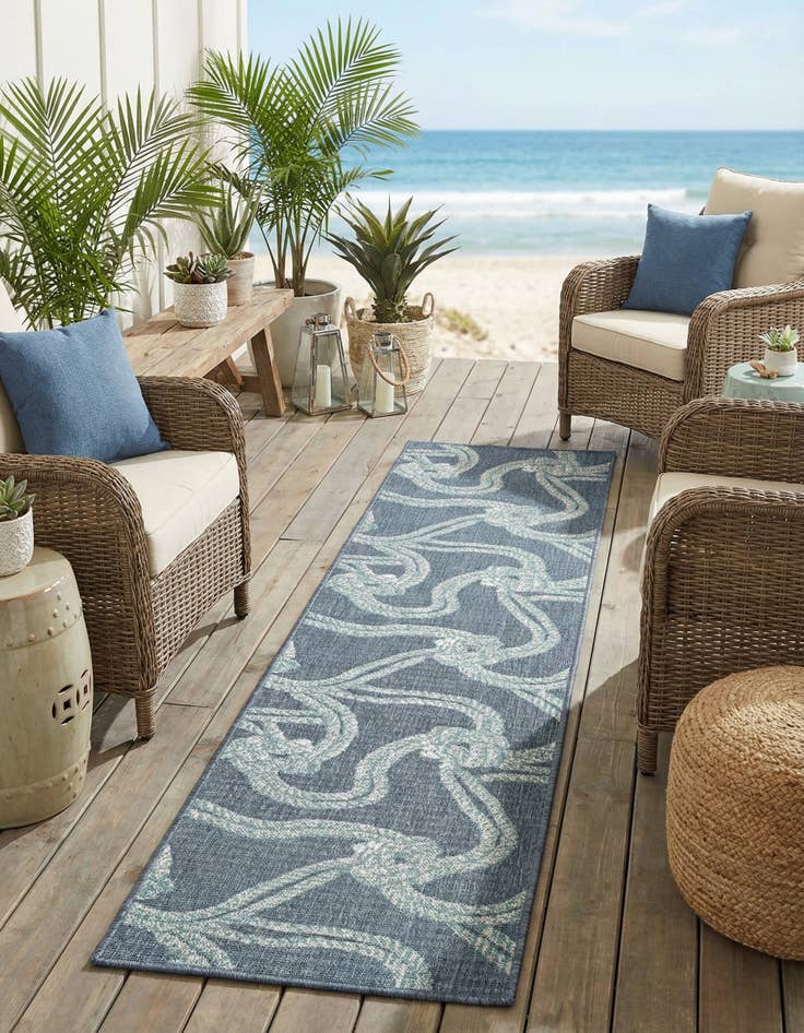 Detail image of 2' x 8' Washable Coastal Indoor / Outdoor Runner Rug