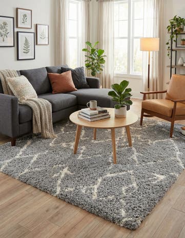 Ash Gray Infinity Shag Square Rug