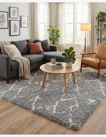 Ash Gray Infinity Shag Square Rug