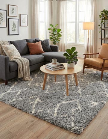 Ash Gray Infinity Shag Square Rug