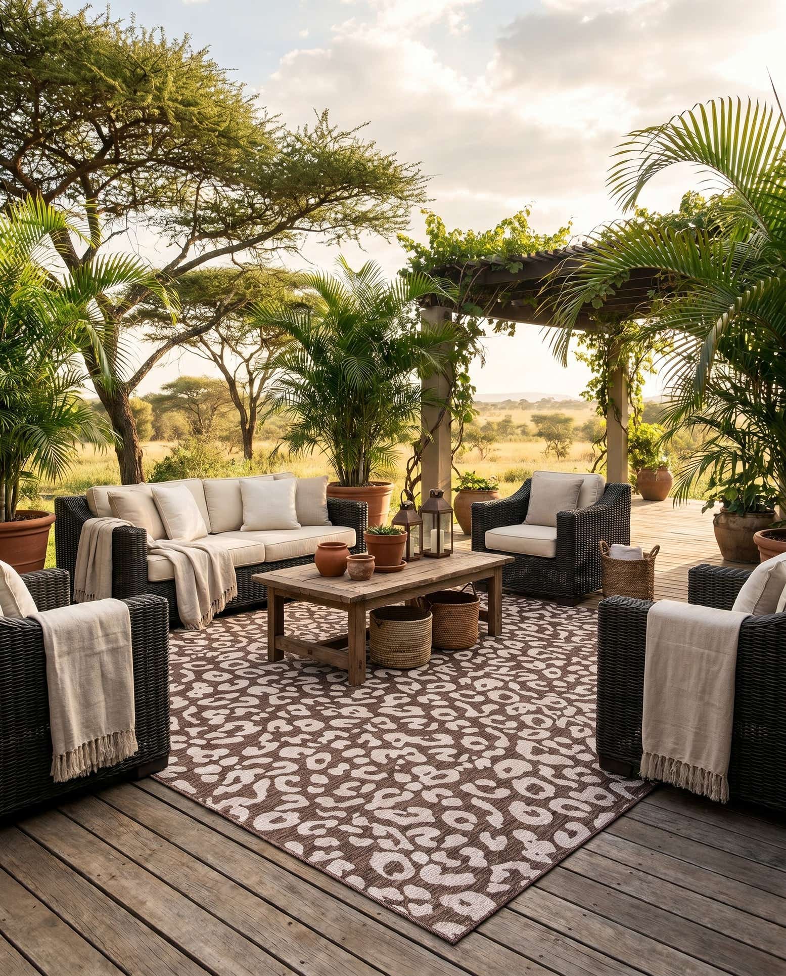 13' x 13' Easy-Clean Safari Indoor / Outdoor Square Rug