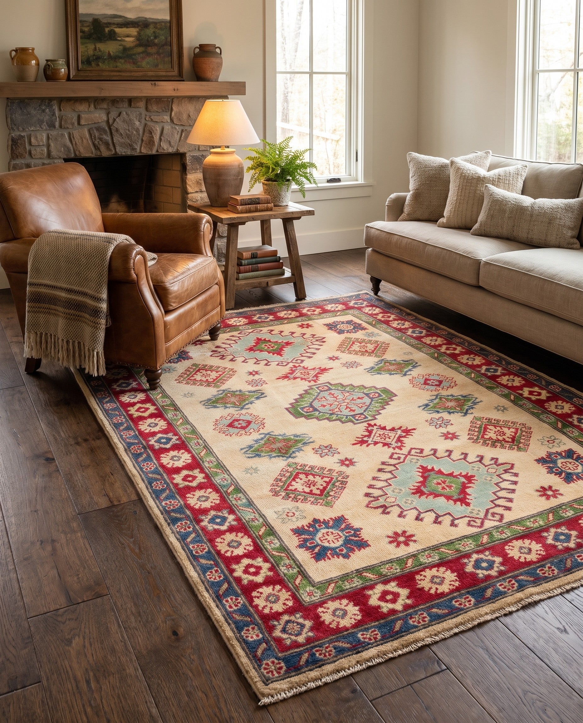 4' 1 x 5' 6 Hand Knotted Kazak Rug