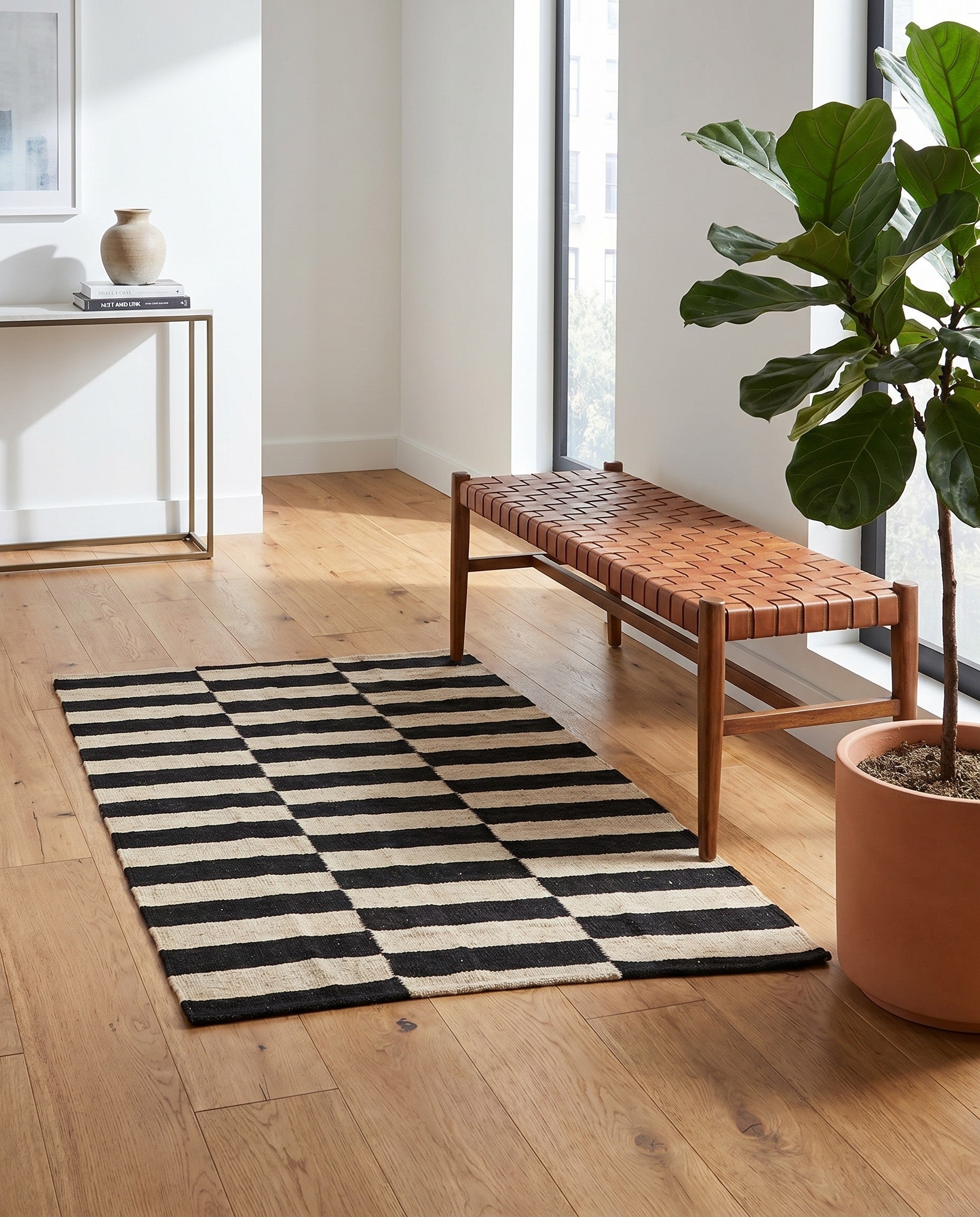 2' 8 x 3' 10 Hand Woven Kilim Modern Wool Rug