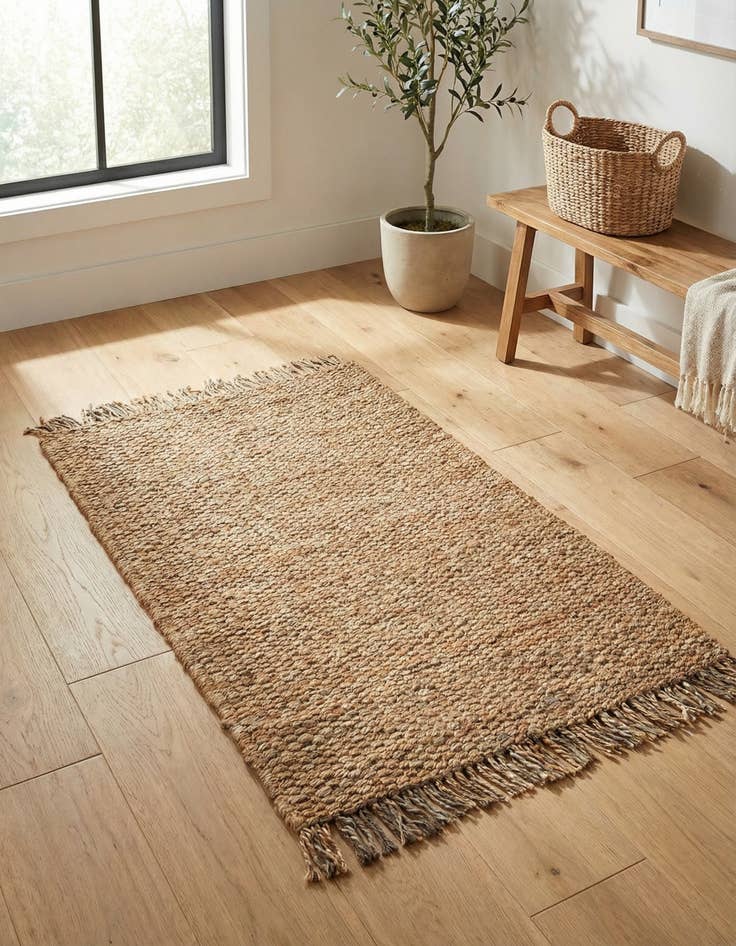 Detail image of 3' 1 x 5' 1 Hand Woven Chunky Jute Rug