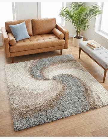 Khaki Soft Touch Shag Square Rug