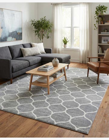 Light Gray Trellis Frieze Rug