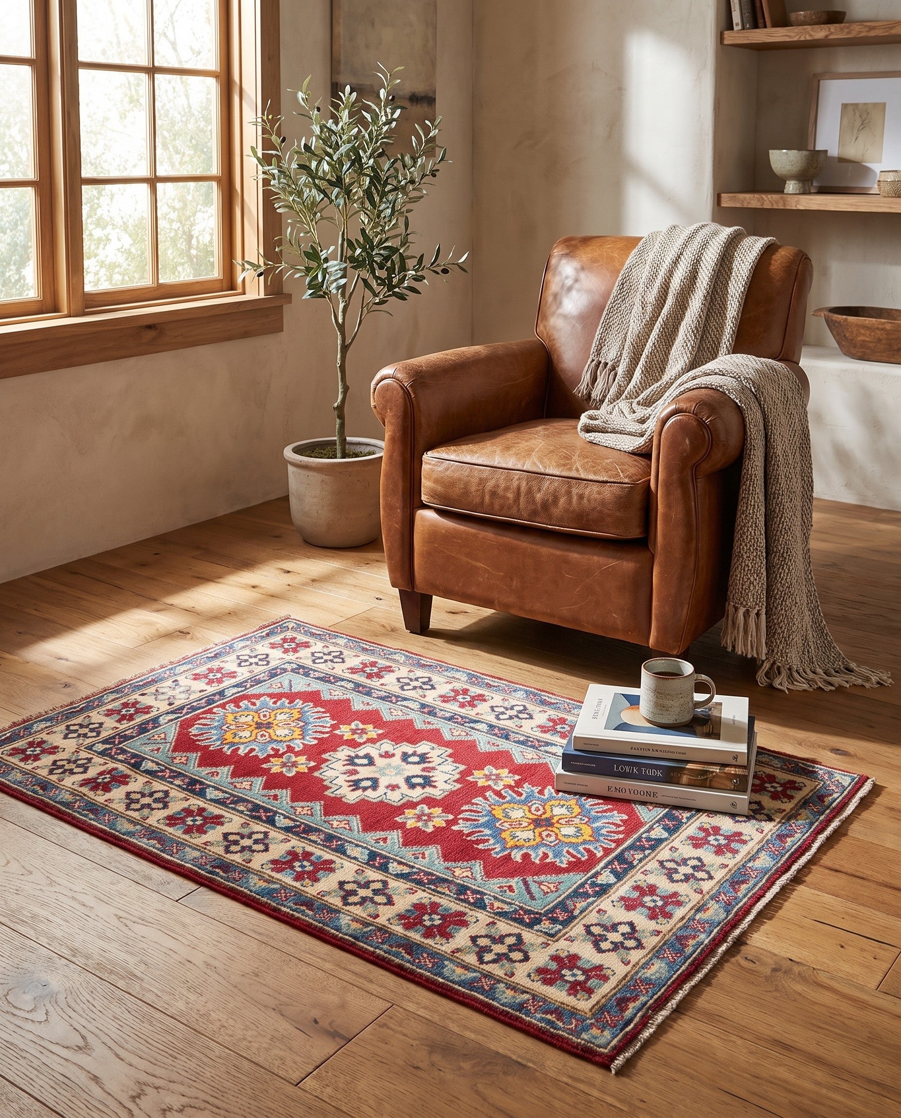 2' 7 x 4' Hand Knotted Kazak Rug
