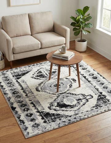 Black and White Tagine Square Rug
