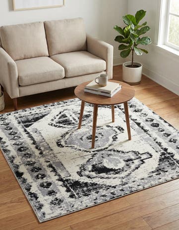 Black and White Tagine Square Rug