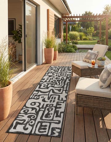 2' x 8' Easy-Clean Modern Indoor / Outdoor Runner Rug