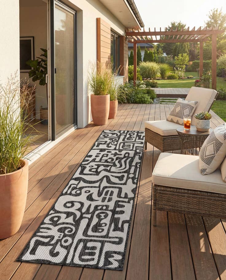 Detail image of 2' x 8' Easy-Clean Modern Indoor / Outdoor Runner Rug