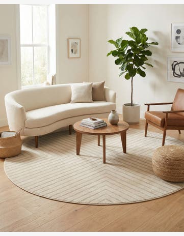 Ivory Contour Round Rug