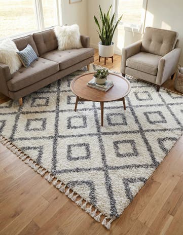 Ivory Athena Shag Square Rug