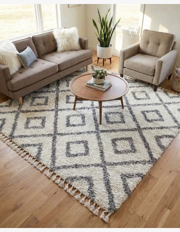 Ivory Athena Shag Square Rug