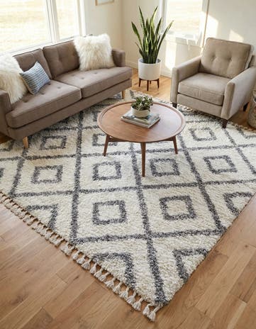 Ivory Athena Shag Square Rug