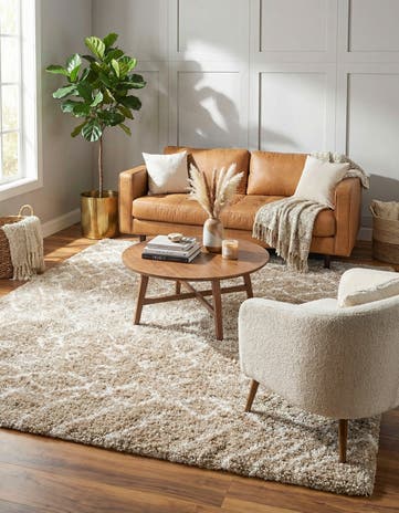 Taupe Moroccan Shag Square Rug