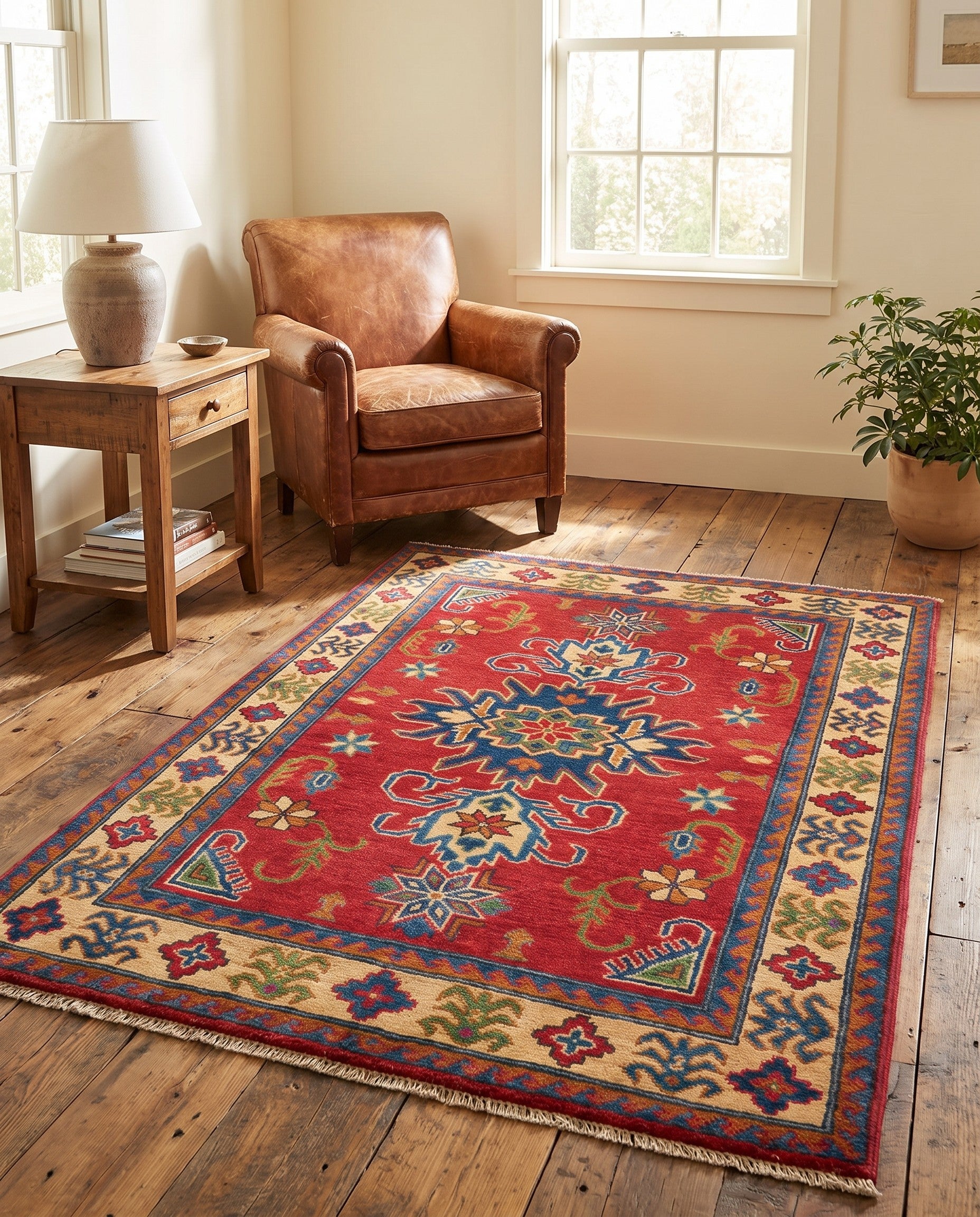 3' 6 x 4' 11 Hand Knotted Kazak Rug