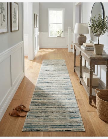Ivory and Blue Finsbury Runner Rug