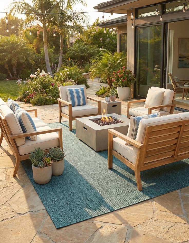 Detail image of 7' 10 x 10' Washable Solid Indoor / Outdoor Rug