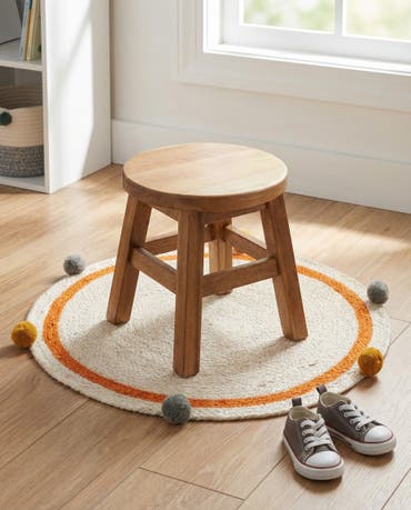  2' x 2'  Hand Braided Kids Braided Jute Round Rug