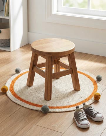 2' x 2' Hand Braided Kids Braided Jute Round Rug