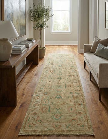 2' 10 x 9' 9 Hand Knotted Oushak Wool Runner Rug